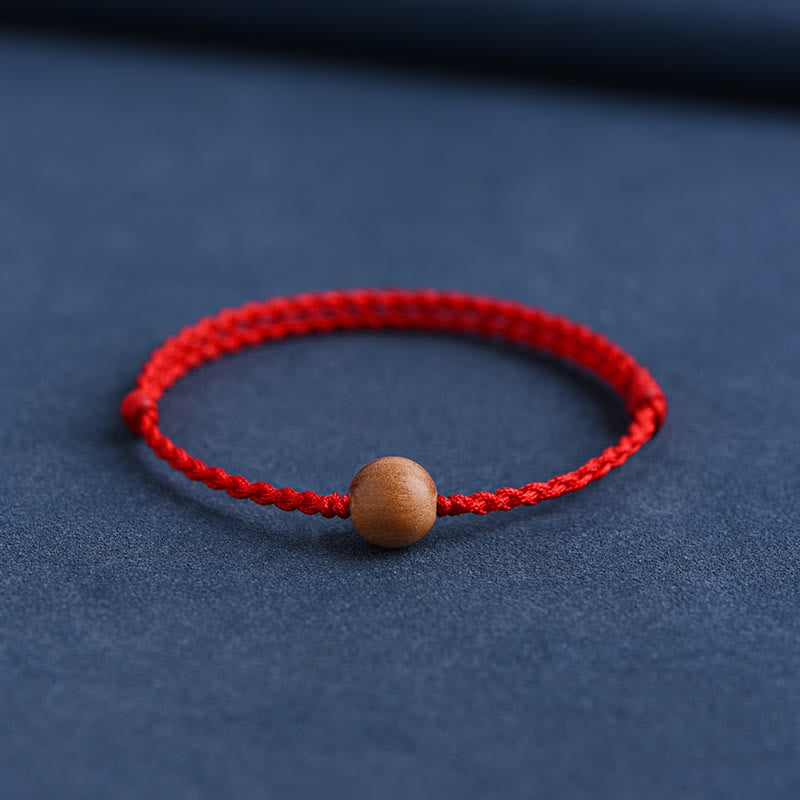 Bracelet tressé en perles de bois de pêche naturel Buddha Stones pour éloigner les mauvais esprits
