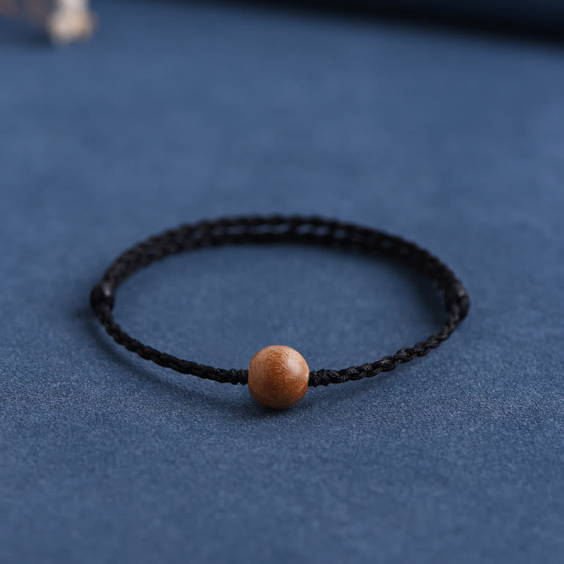 Bracelet tressé en perles de bois de pêche naturel Buddha Stones pour éloigner les mauvais esprits