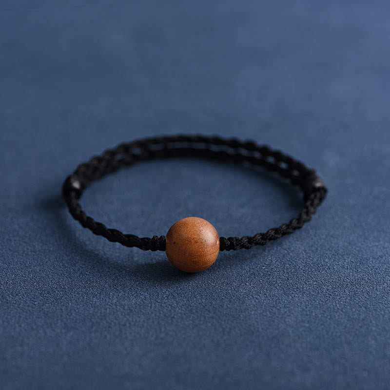 Bracelet tressé en perles de bois de pêche naturel Buddha Stones pour éloigner les mauvais esprits