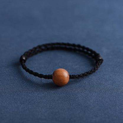 Bracelet tressé en perles de bois de pêche naturel Buddha Stones pour éloigner les mauvais esprits