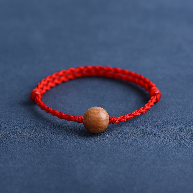 Bracelet tressé en perles de bois de pêche naturel Buddha Stones pour éloigner les mauvais esprits