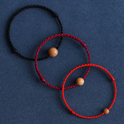 Bracelet tressé en perles de bois de pêche naturel Buddha Stones pour éloigner les mauvais esprits