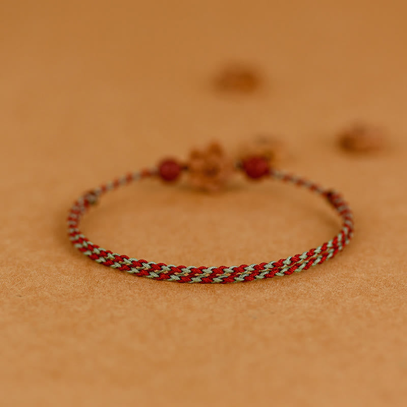 Ward Off Evil Spirits Peach Wood Small Peach Blossom Cinnabar String Bracelet Anklet