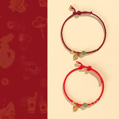 Bracelet porte-bonheur en argent sterling 925 avec perles de jade Hetian et pièce de cuivre, breloque cœur et amour