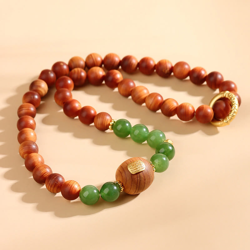 Bracelet de prospérité double tour en calcédoine verte Thuja Sutchuenensis de Buddha Stones 