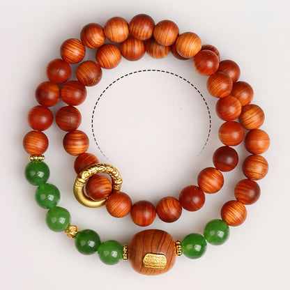 Bracelet de prospérité double tour en calcédoine verte Thuja Sutchuenensis de Buddha Stones 