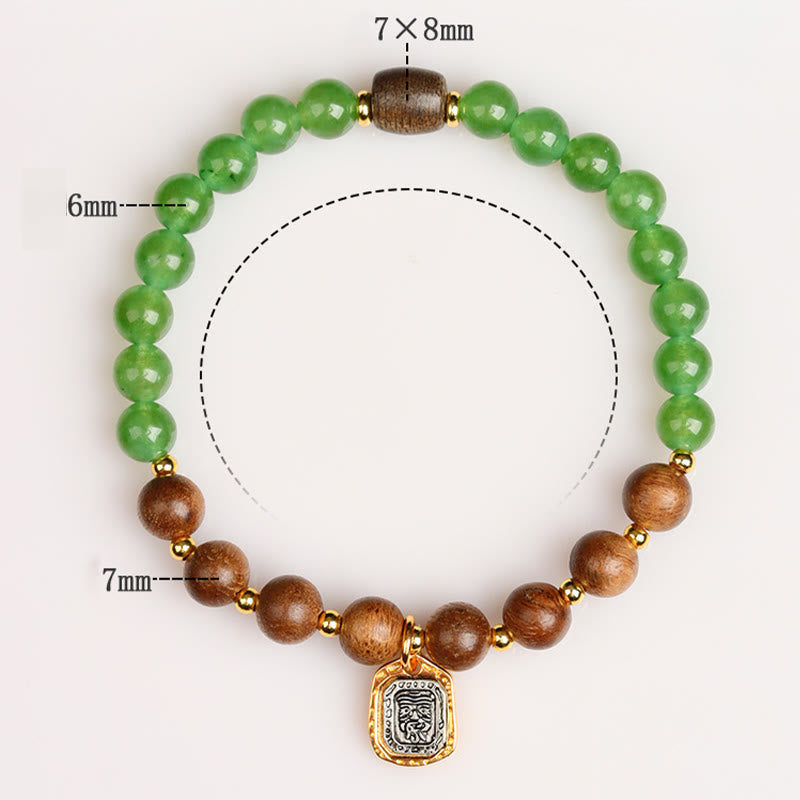 Balance Strength Kalimantan Agarwood Green Chalcedony Zakiram Goddess of Wealth Bracelet