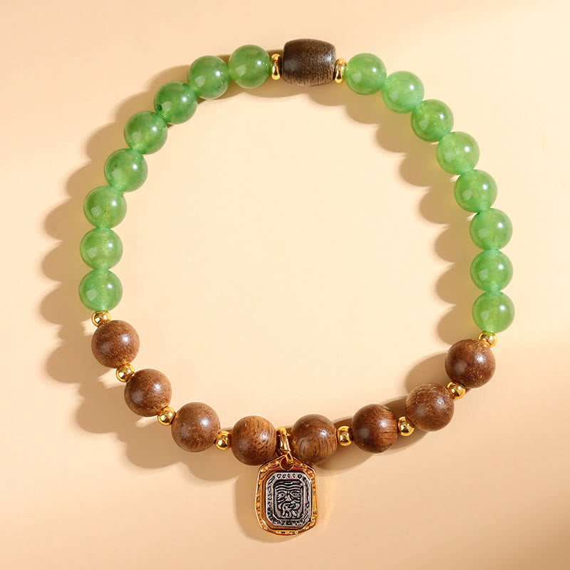 Balance Strength Kalimantan Agarwood Green Chalcedony Zakiram Goddess of Wealth Bracelet