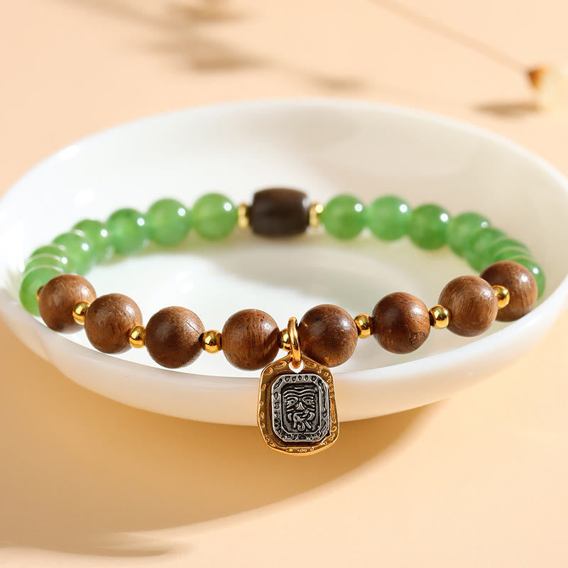 Balance Strength Kalimantan Agarwood Green Chalcedony Zakiram Goddess of Wealth Bracelet