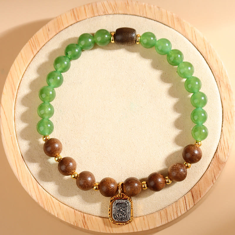 Balance Strength Kalimantan Agarwood Green Chalcedony Zakiram Goddess of Wealth Bracelet