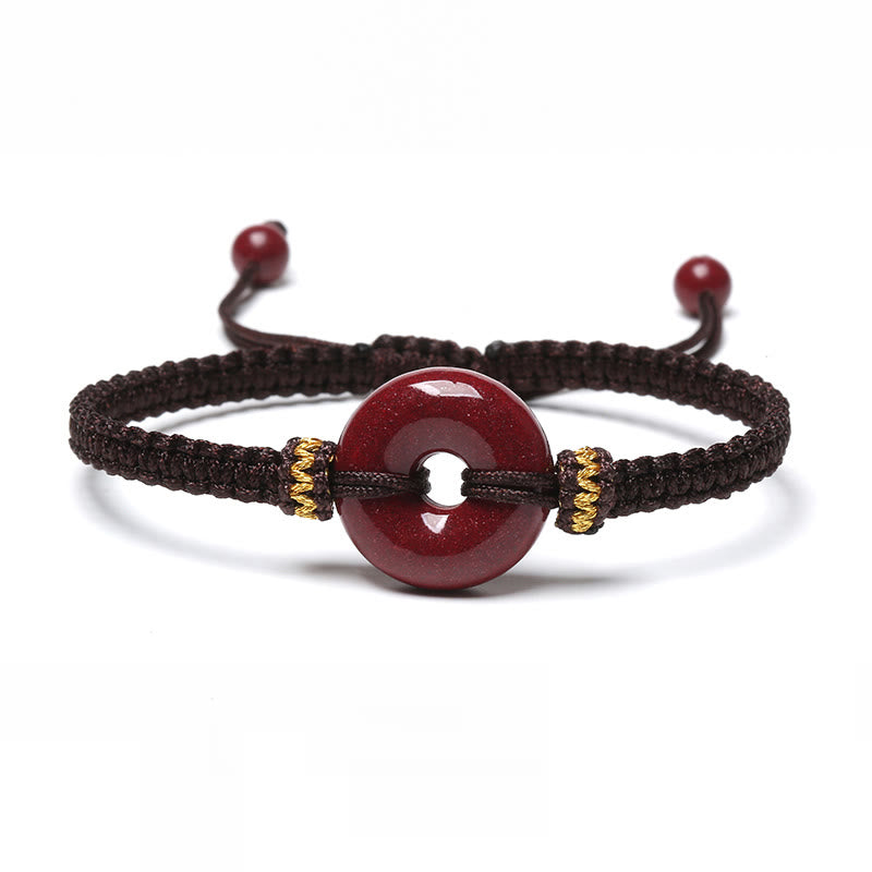 Bracelet tressé fait main en pierres de Bouddha avec boucle ronde en cinabre et concentration