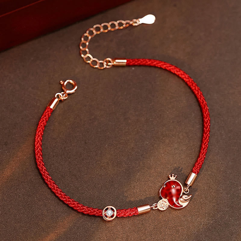 Buddha Stones 925 Sterling Silver Hetian Jade Red Agate Year Of Snake Red String Protection Bracelet