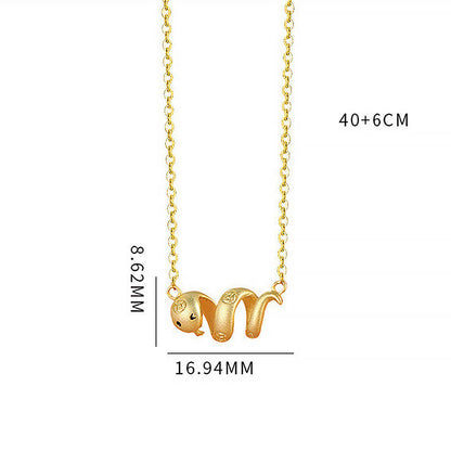 Collier pendentif porte-bonheur en argent sterling 925 avec pierres de Bouddha, année du serpent doré 