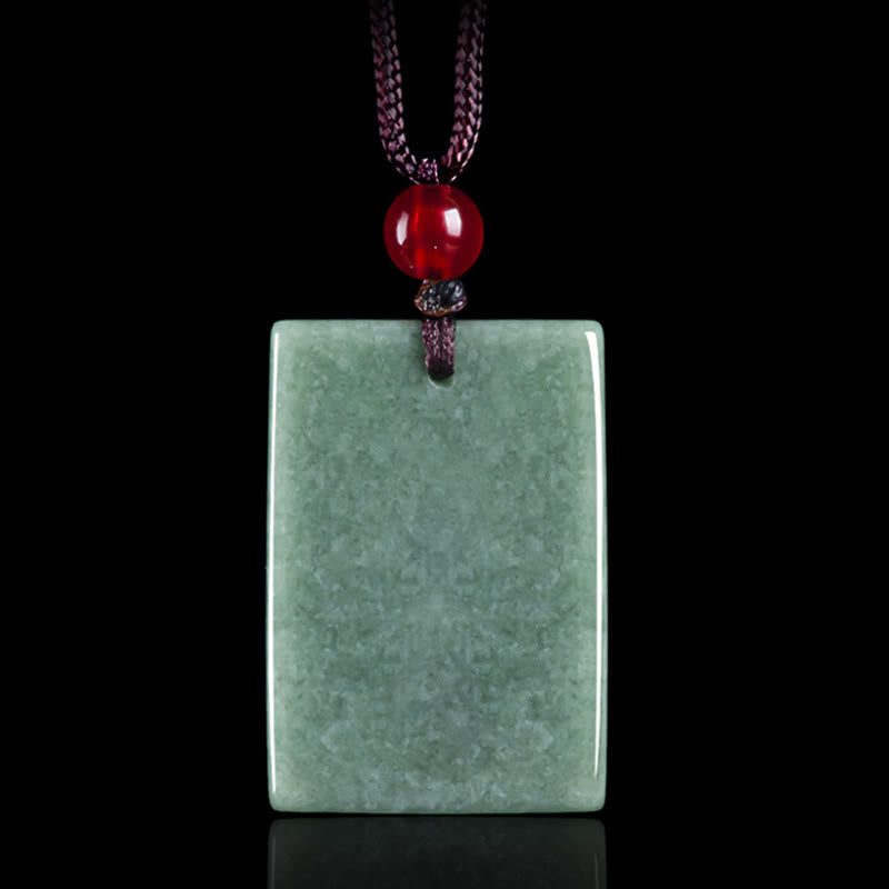 Prosperity Abundance Formless Buddha Jade Square Amulet String Necklace Pendant