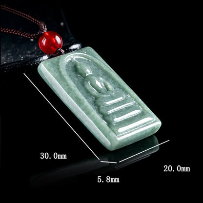 Collier pendentif amulette carrée en jade Bouddha sans forme, prospérité et abondance 