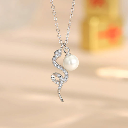 Collier avec pendentif en argent sterling 925 et perles de Bouddha, symbole de l'année du serpent et de la sincérité