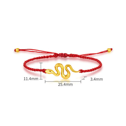 Bracelet de connexion Année du Serpent en perles porte-bonheur en fil rouge et or 999 Bouddha Stones