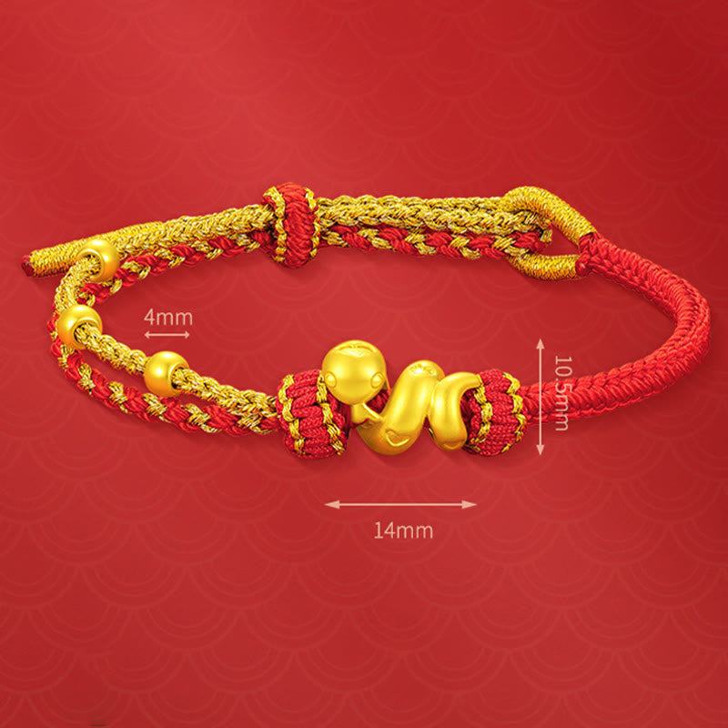 Buddha Stones 999 Gold Beads Red String Year Of The Snake Luck Bracelet