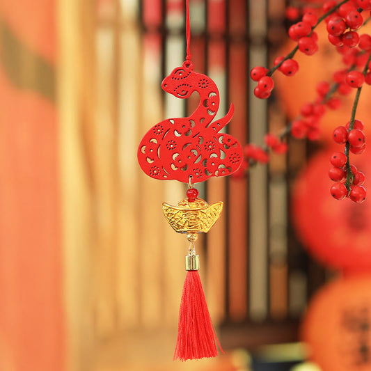 Pierres de Bouddha Année du Serpent Lingot Caractère Fu Chance Nouvel An Chinois Fête du Printemps Décoration Suspendue 