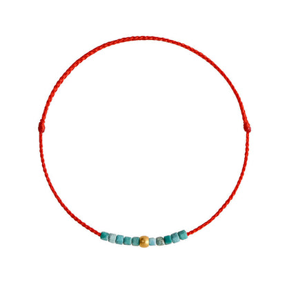 Bracelet de cheville tressé en perles d'or 999 et turquoise de protection Buddha Stones
