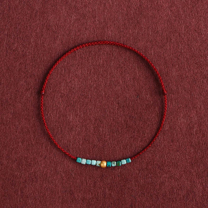 Bracelet de cheville tressé en perles d'or 999 et turquoise de protection Buddha Stones
