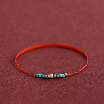 Bracelet de cheville tressé en perles d'or 999 et turquoise de protection Buddha Stones