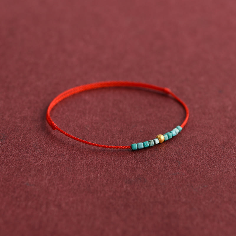 Bracelet de cheville tressé en perles d'or 999 et turquoise de protection Buddha Stones