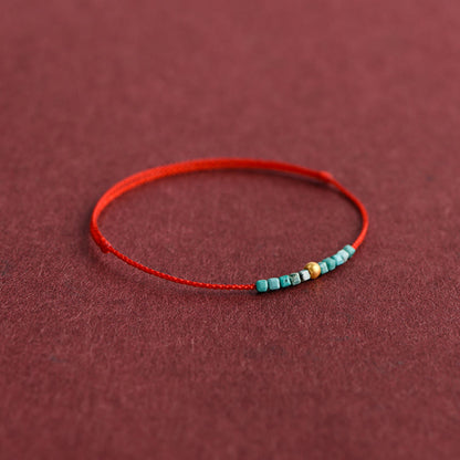 Bracelet de cheville tressé en perles d'or 999 et turquoise de protection Buddha Stones