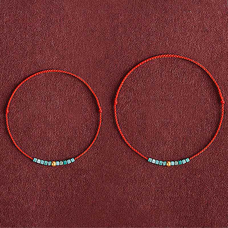 Bracelet de cheville tressé en perles d'or 999 et turquoise de protection Buddha Stones