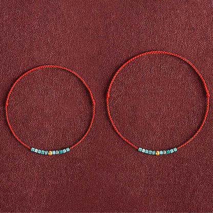 Bracelet de cheville tressé en perles d'or 999 et turquoise de protection Buddha Stones