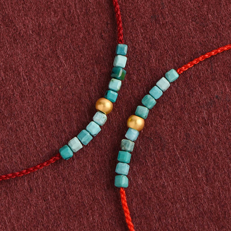Bracelet de cheville tressé en perles d'or 999 et turquoise de protection Buddha Stones
