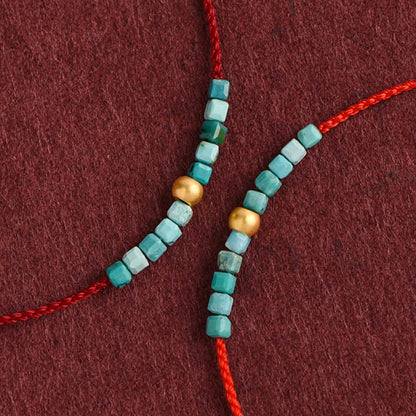 Bracelet de cheville tressé en perles d'or 999 et turquoise de protection Buddha Stones
