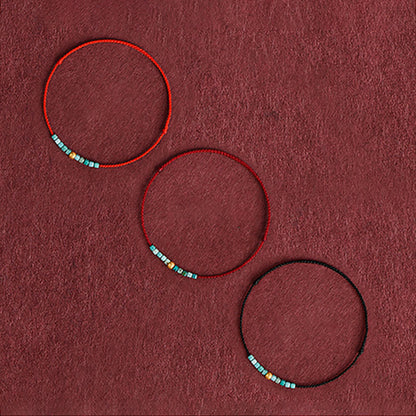 Bracelet de cheville tressé en perles d'or 999 et turquoise de protection Buddha Stones