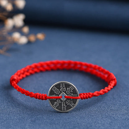 Bracelet de cheville tressé en argent sterling 925 avec pierres de Bouddha et protection des pièces
