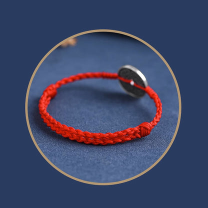 Bracelet de cheville tressé en argent sterling 925 avec pierres de Bouddha et protection des pièces