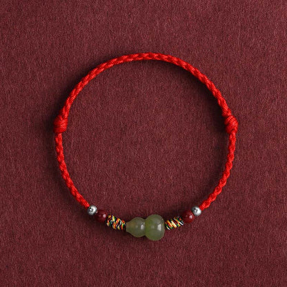 Bracelet de cheville tressé en jade naturel Hetian avec pierres de Bouddha et protection porte-bonheur