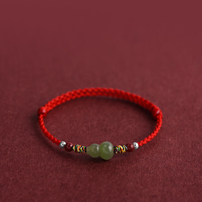 Bracelet de cheville tressé en jade naturel Hetian avec pierres de Bouddha et protection porte-bonheur