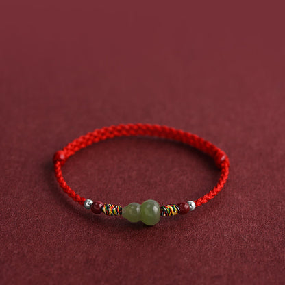 Bracelet de cheville tressé en jade naturel Hetian avec pierres de Bouddha et protection porte-bonheur