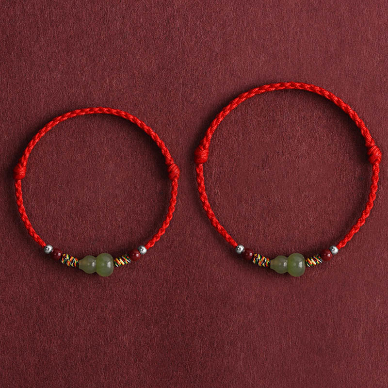 Bracelet de cheville tressé en jade naturel Hetian avec pierres de Bouddha et protection porte-bonheur