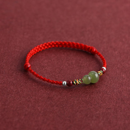 Bracelet de cheville tressé en jade naturel Hetian avec pierres de Bouddha et protection porte-bonheur