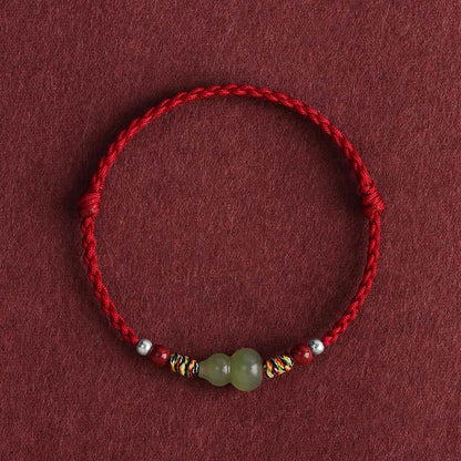 Bracelet de cheville tressé en jade naturel Hetian avec pierres de Bouddha et protection porte-bonheur