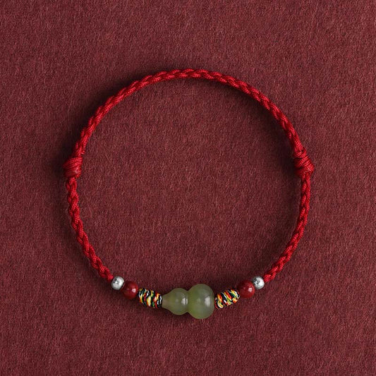 Bracelet de cheville tressé en jade naturel Hetian avec pierres de Bouddha et protection porte-bonheur