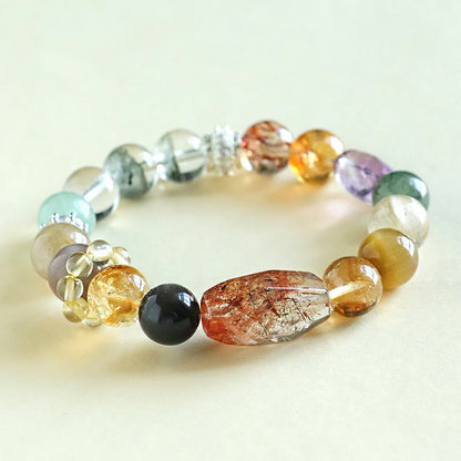 Bracelet de positivité œil de tigre en obsidienne et topaze en cristal Super Seven de Buddha Stones 