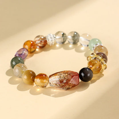 Bracelet de positivité œil de tigre en obsidienne et topaze en cristal Super Seven de Buddha Stones 