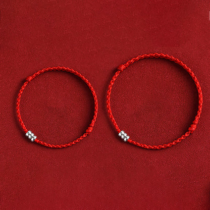 Bracelet de cheville tressé en argent sterling 925 avec perles de Bouddha et protection porte-bonheur