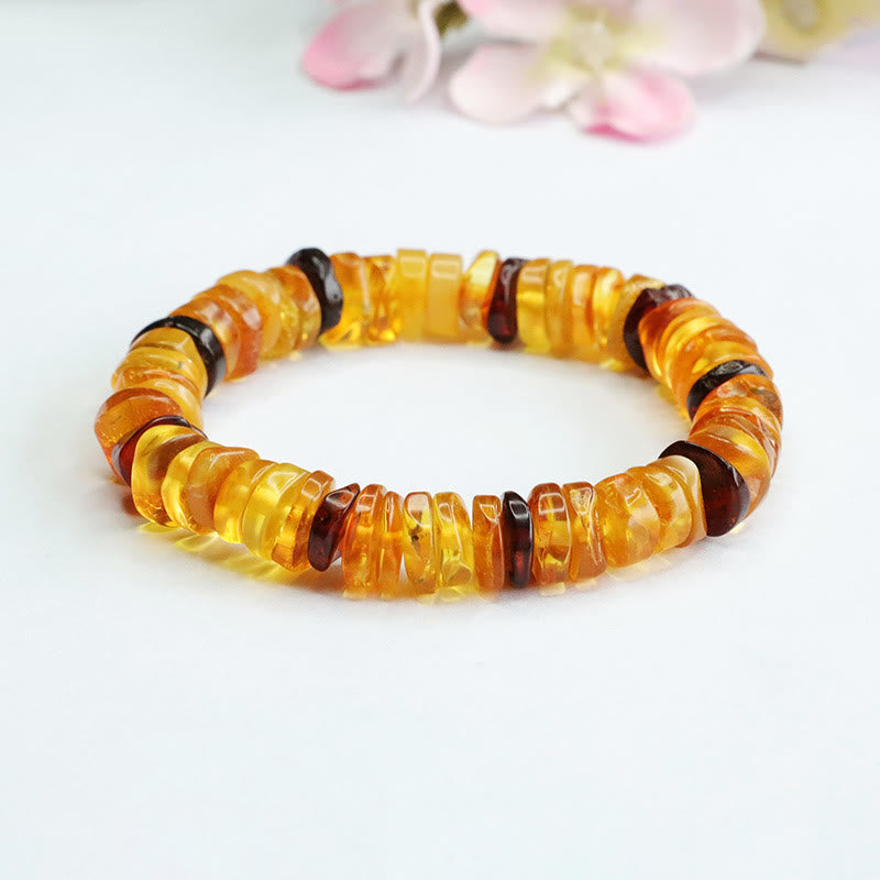 Bracelet de confiance avec boucle en ambre et pierres de Bouddha 