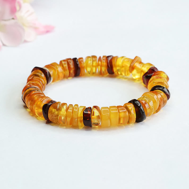 Bracelet de confiance avec boucle en ambre et pierres de Bouddha 