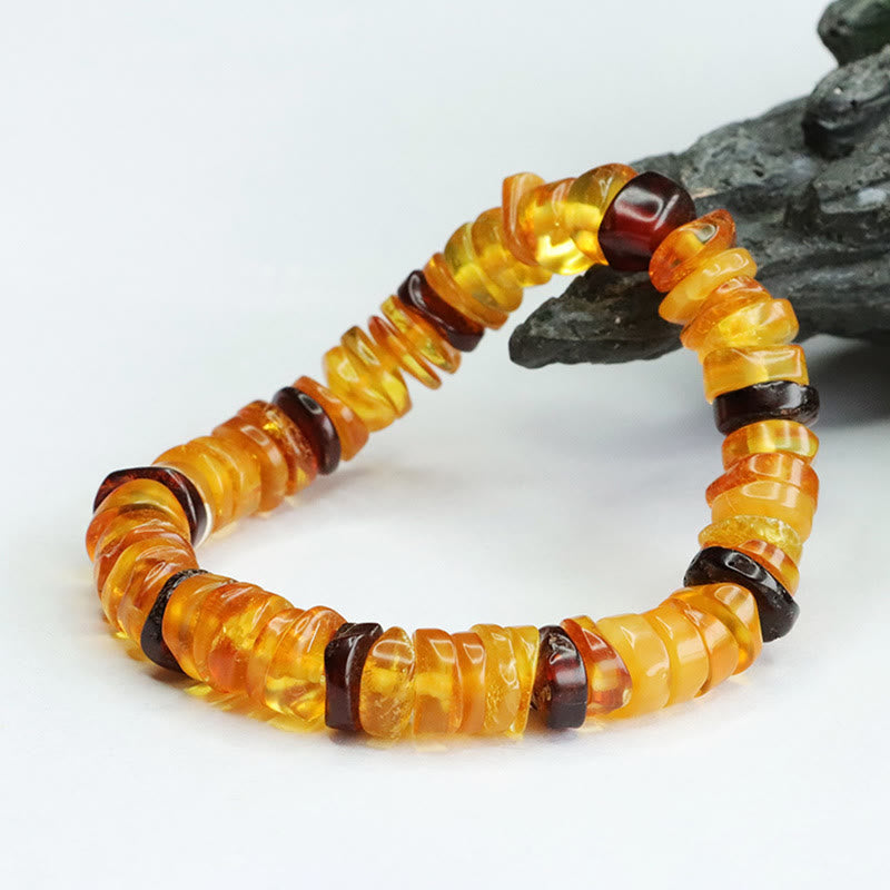 Bracelet de confiance avec boucle en ambre et pierres de Bouddha 