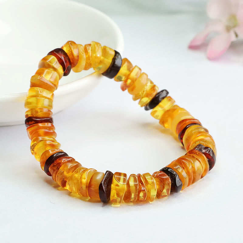 Bracelet de confiance avec boucle en ambre et pierres de Bouddha 