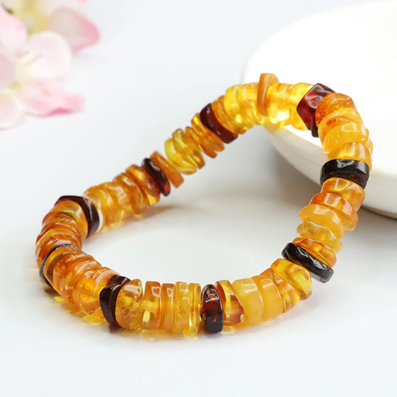 Bracelet de confiance avec boucle en ambre et pierres de Bouddha 